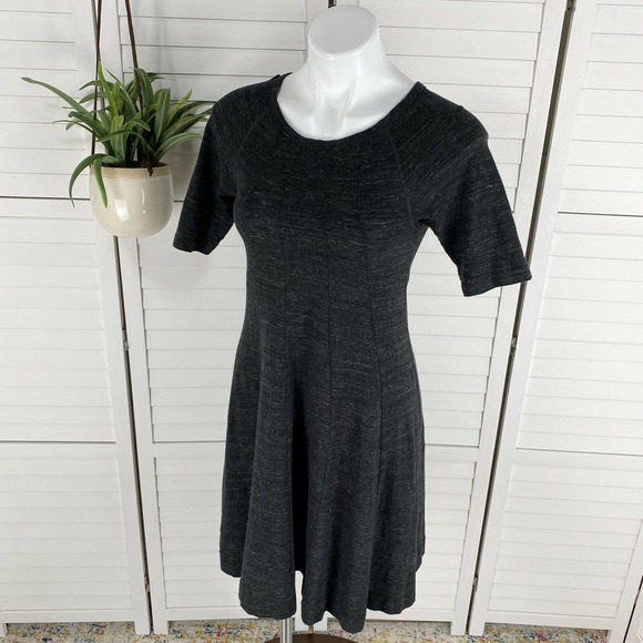 Anthropologie Ganni Threaded Trails‎ Winter Jersey Swing Dress Size M Charcoal - Picture 1 of 7